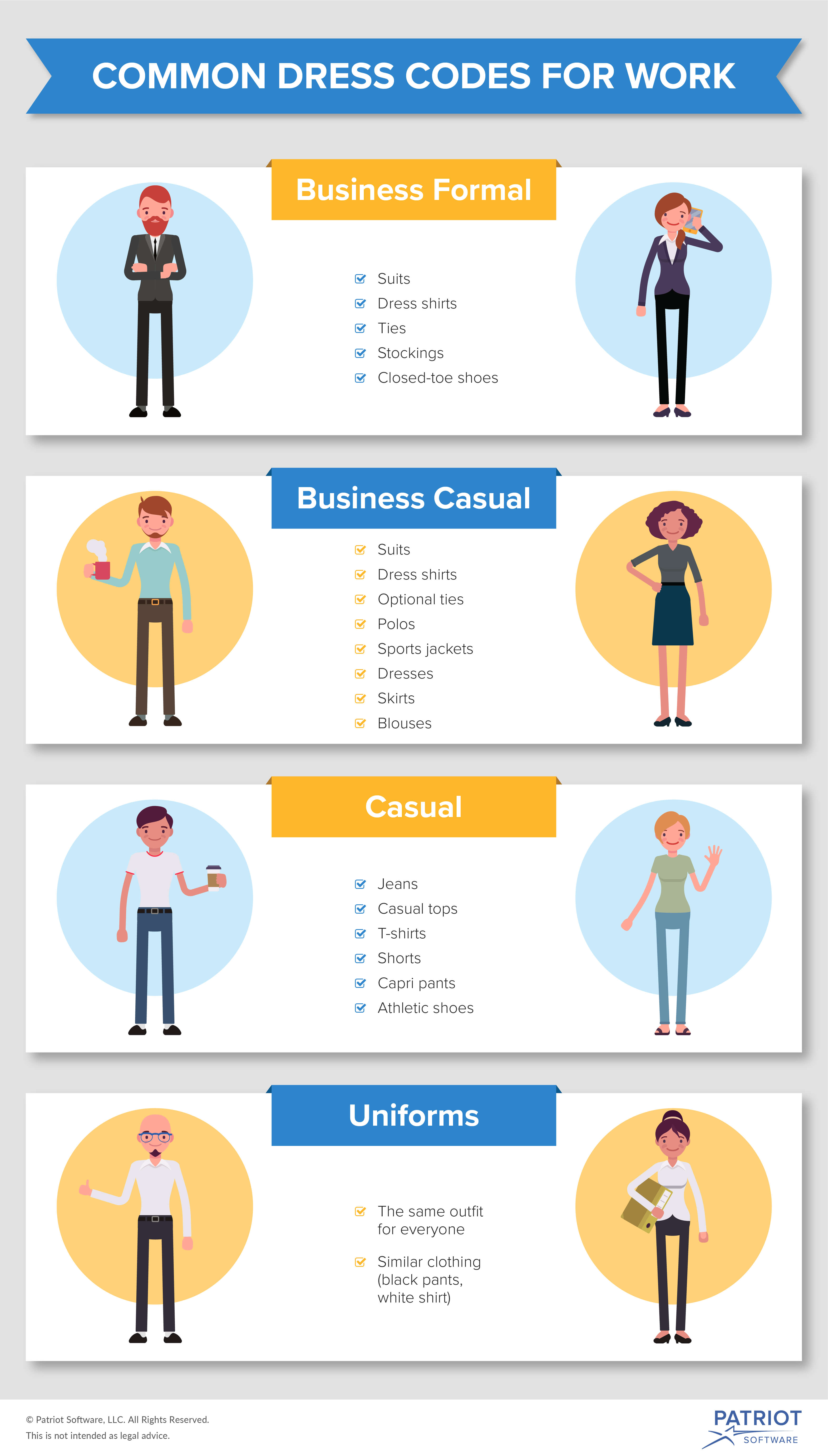 Common Dress Codes for Work Infographic
