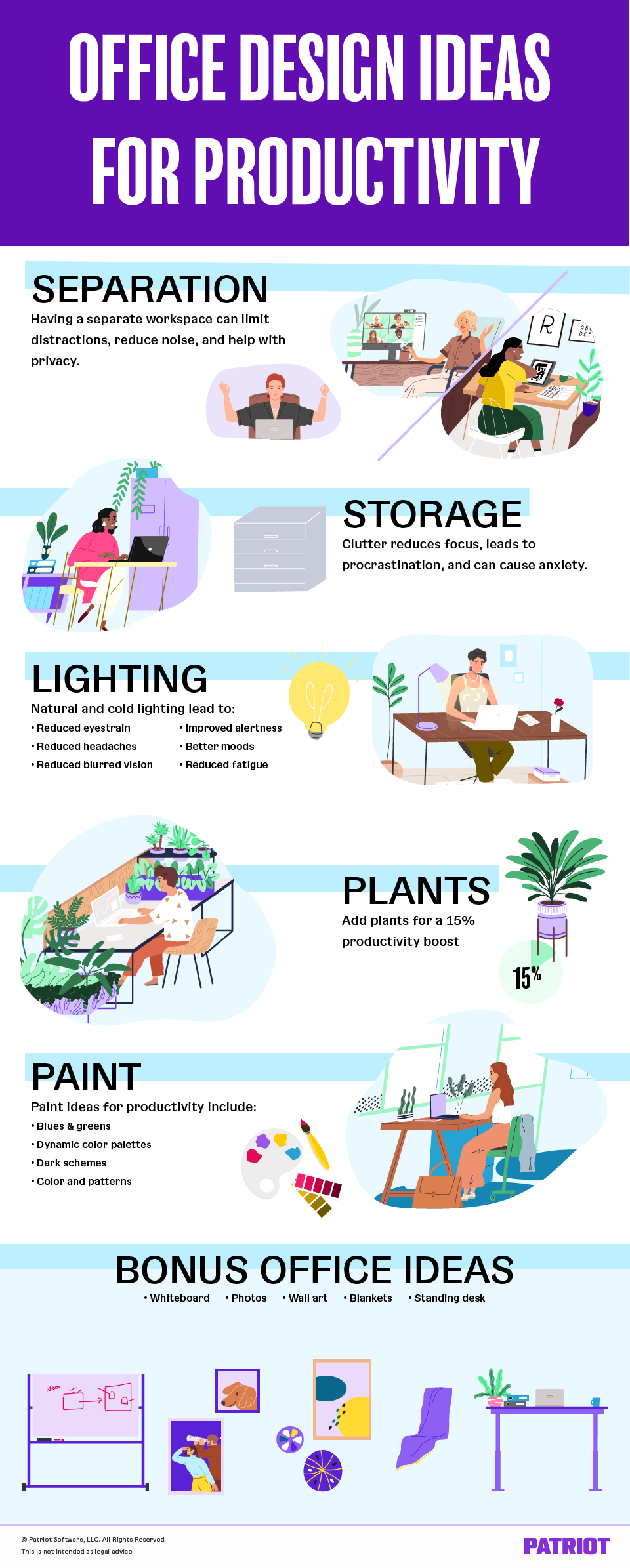 6 office design ideas for productivity infographic